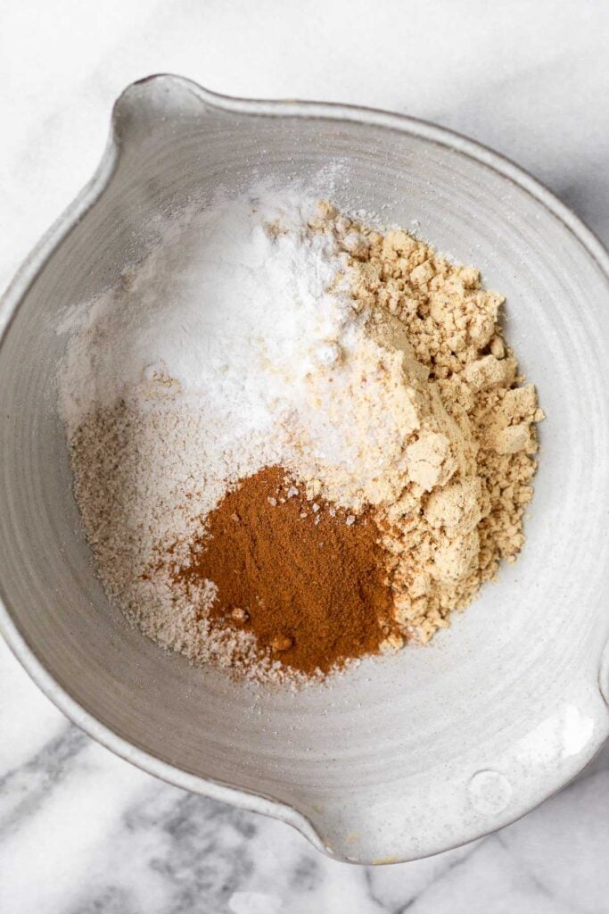Small mixing bowl with flour and spices.